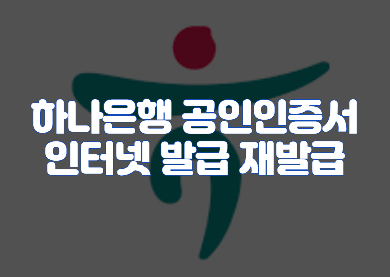 하나은행 공인인증서 인터넷 발급 재발급