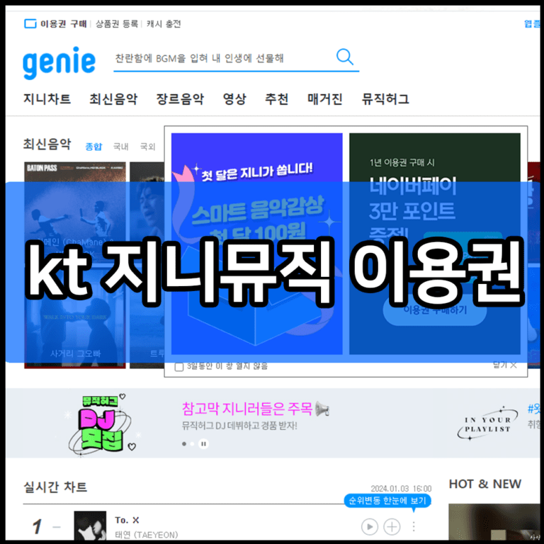 kt 지니뮤직 이용권