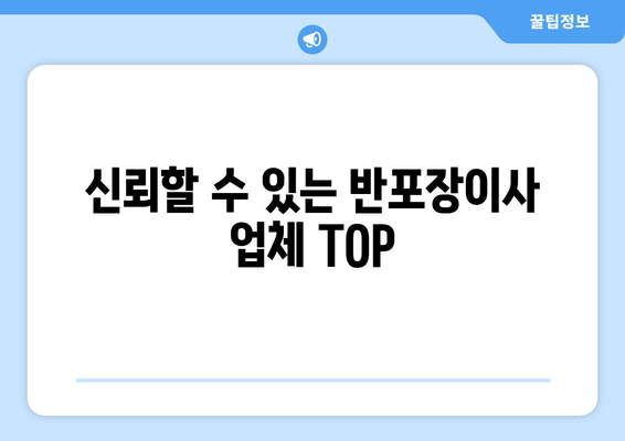 신뢰할 수 있는 반포장이사 업체 TOP