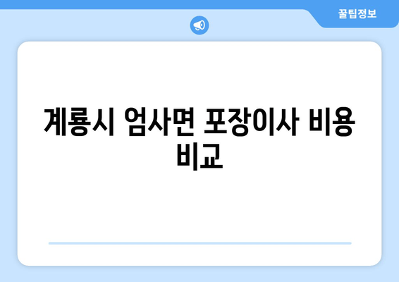 계룡시 엄사면 포장이사 비용 비교