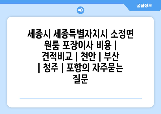 세종시 세종특별자치시 소정면 원룸 포장이사 비용 | 견적비교 | 천안 | 부산 | 청주 | 포항