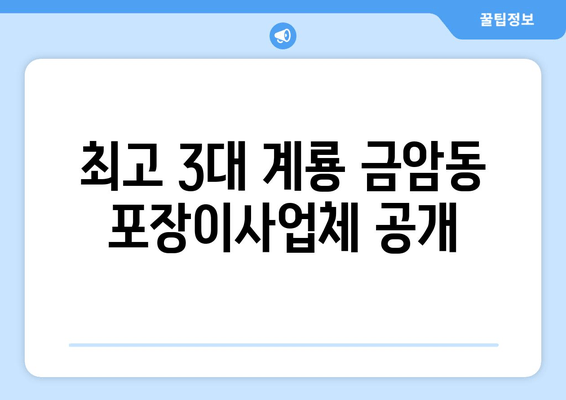 최고 3대 계룡 금암동 포장이사업체 공개