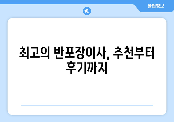 #최고의 반포장이사, 추천부터 후기까지