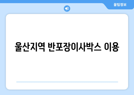 울산지역 반포장이사박스 이용