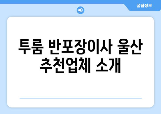 투룸 반포장이사 울산 추천업체 소개