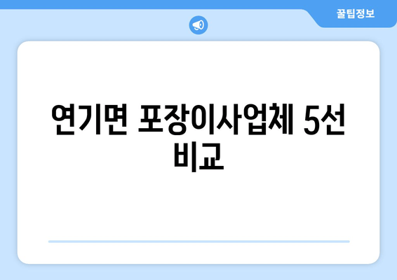 연기면 포장이사업체 5선 비교