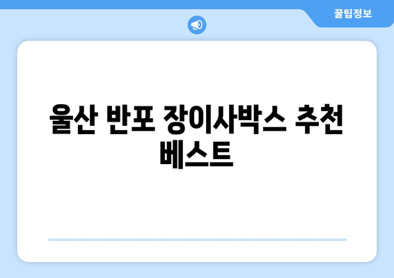 울산 반포 장이사박스 추천 베스트