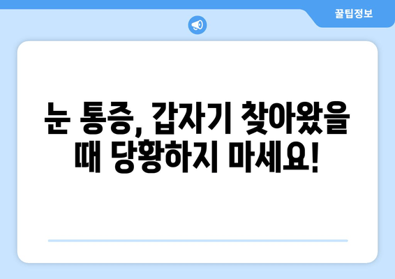 갑자기 눈이 아플 때 어떻게 해야 할까요? | 눈 통증 원인, 치료 병원 추천, 응급 처치