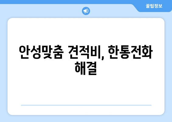 안성맞춤 견적비, 한통전화 해결