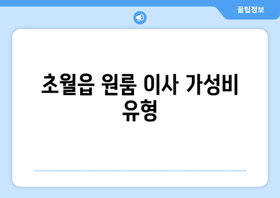 초월읍 원룸 이사 가성비 유형