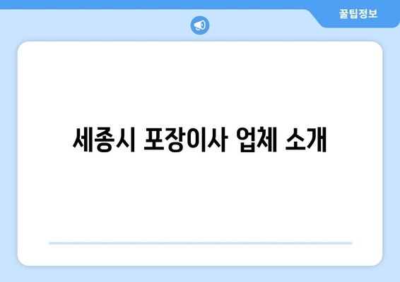 세종시 포장이사 업체 소개