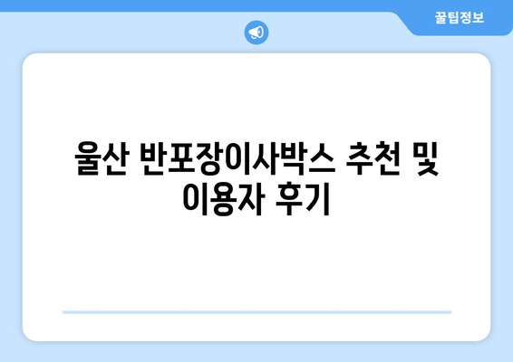 울산 반포장이사박스 추천 및 이용자 후기