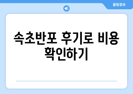 속초반포 후기로 비용 확인하기