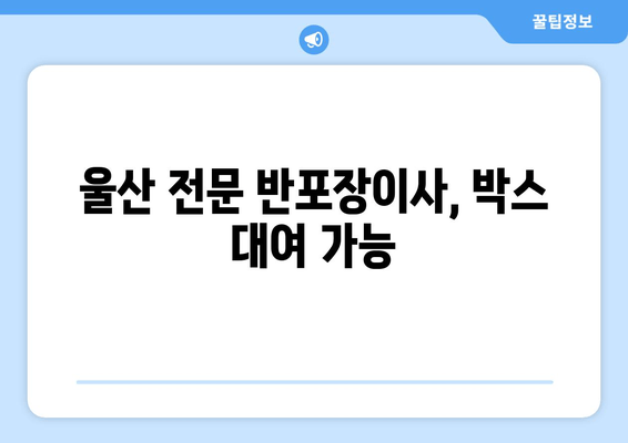 울산 전문 반포장이사, 박스 대여 가능