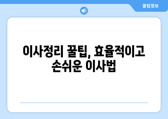 이사정리 꿀팁, 효율적이고 손쉬운 이사법