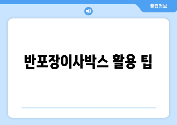 반포장이사박스 활용 팁