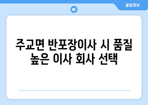 주교면 반포장이사 시 품질 높은 이사 회사 선택