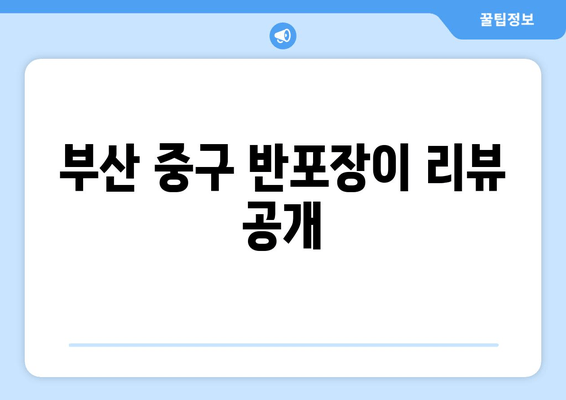 부산 중구 반포장이 리뷰 공개