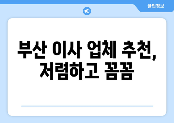 부산 이사 업체 추천, 저렴하고 꼼꼼