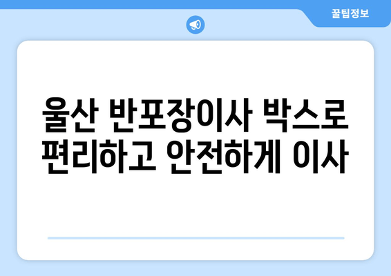 울산 반포장이사 박스로 편리하고 안전하게 이사