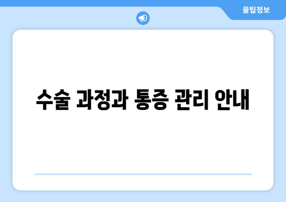 수술 과정과 통증 관리 안내