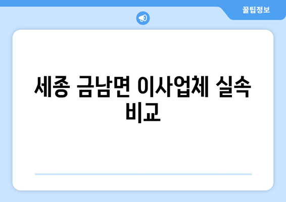 세종 금남면 이사업체 실속 비교