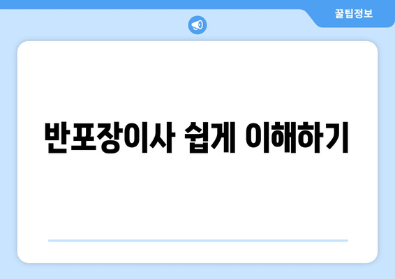 반포장이사 쉽게 이해하기