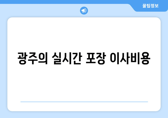 광주의 실시간 포장 이사비용