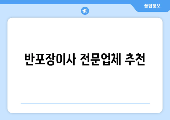 반포장이사 전문업체 추천