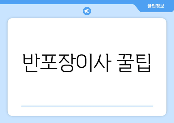 반포장이사 꿀팁