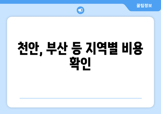 천안, 부산 등 지역별 비용 확인