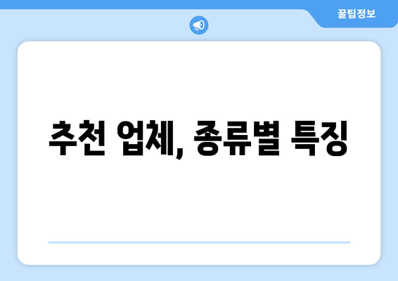 추천 업체, 종류별 특징