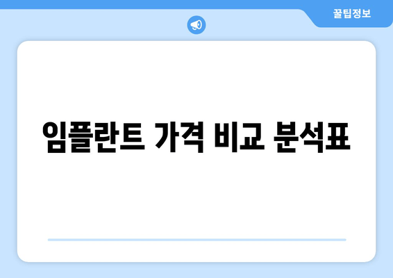 임플란트 가격 비교 분석표