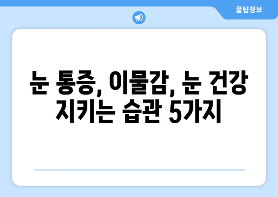 눈에 이물감, 5가지 원인과 통증 해결 솔루션 | 눈 통증, 이물감, 눈 건강