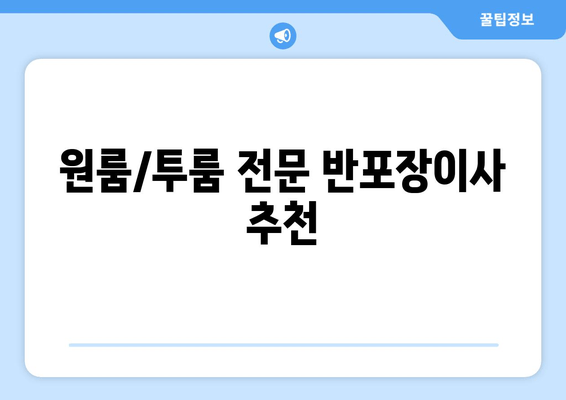 원룸/투룸 전문 반포장이사 추천