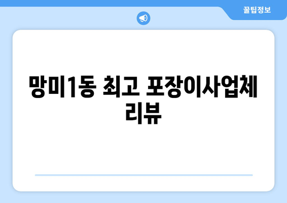 망미1동 최고 포장이사업체 리뷰