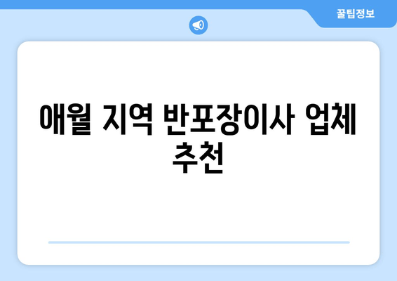 애월 지역 반포장이사 업체 추천