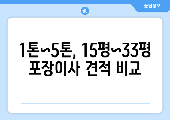 1톤~5톤, 15평~33평 포장이사 견적 비교