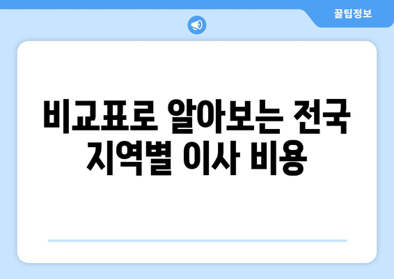 비교표로 알아보는 전국 지역별 이사 비용