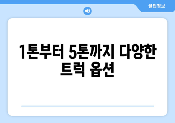 1톤부터 5톤까지 다양한 트럭 옵션