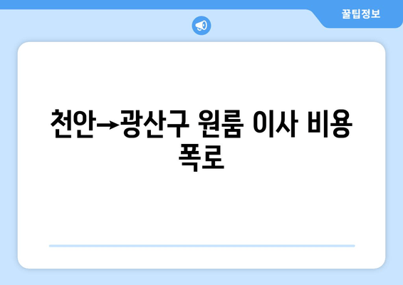 천안→광산구 원룸 이사 비용 폭로