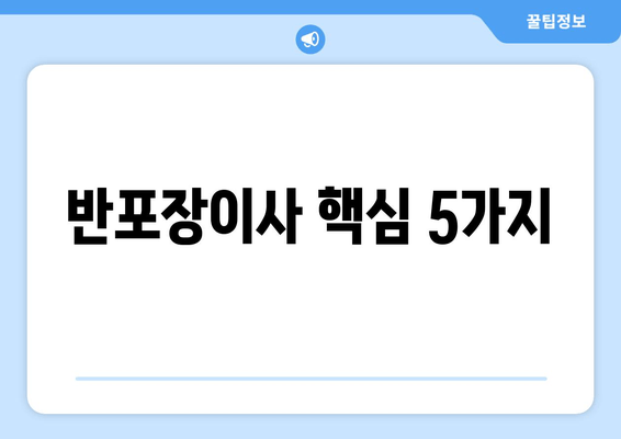 반포장이사 핵심 5가지