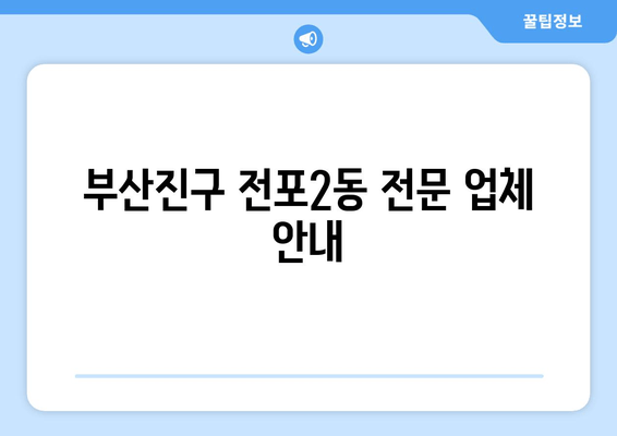 부산진구 전포2동 전문 업체 안내