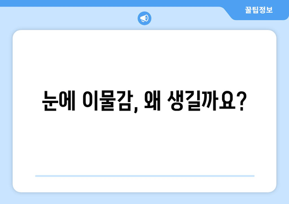 눈에 이물감, 왜 생길까요? 이물질에 의한 통증 해결 가이드 | 눈 이물감, 눈 통증, 원인, 해결