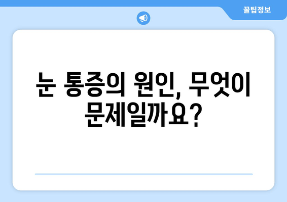 왼쪽 또는 오른쪽 눈 통증| 원인 파악과 해결 위한 가이드 | 안구 통증, 눈 통증, 원인 분석, 해결 방법