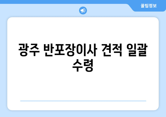 광주 반포장이사 견적 일괄 수령