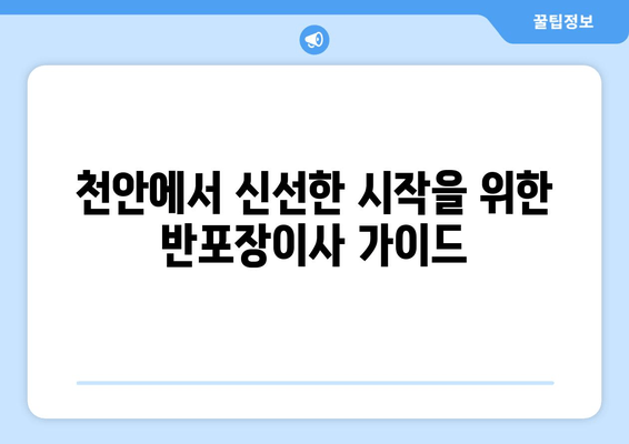 천안에서 신선한 시작을 위한 반포장이사 가이드