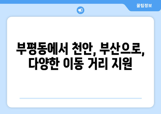 부평동에서 천안, 부산으로, 다양한 이동 거리 지원