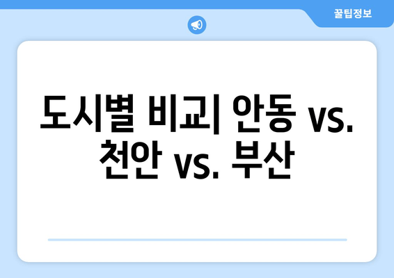 도시별 비교| 안동 vs. 천안 vs. 부산