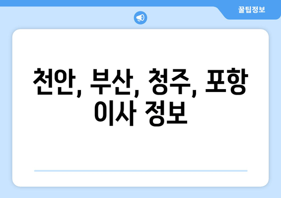 천안, 부산, 청주, 포항 이사 정보